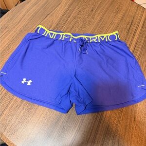 Under Armour Royal Purple Women's Athletic Shorts with Yellow